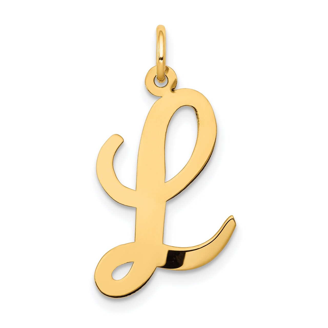 14K Yellow Gold Large Script Initial Letter L Charm Jewerly 22mm x 12mm